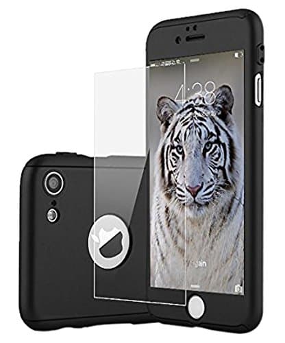 iPhone 7 case,360 Degree All-around Full Body Utral thin Fit Case cover with Tempered Glass Screen Protector Ultra slim Light Weight Hard Snap-On for Apple iPhone7 4.7 inch(black)