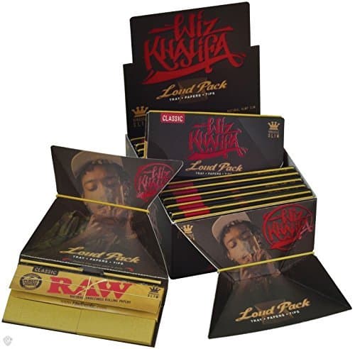 12 booklets Wiz Khalifa - The Wiz Pack - RAW King Size Slim Connoisseur Rolling Papers + Tips (New Product From Raw) by skyonline