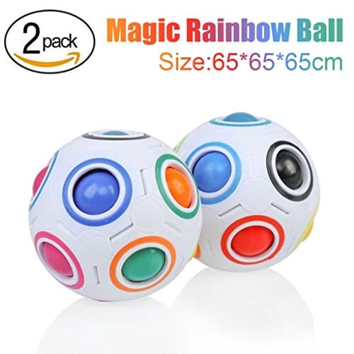 Stress Reliever, Woshishei 2PCS Magic Rainbow Ball Fun Cube Fidget Puzzle Education Toy For Kids/Adults