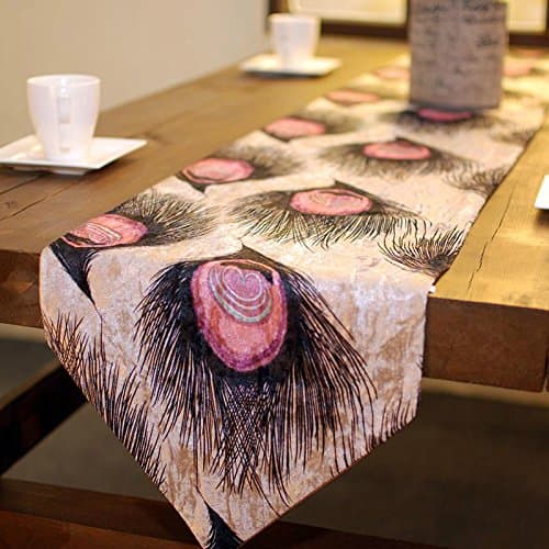 SAEKLL-Peacock feather table decorations bed end towels the hotel table runner table runner table towel 33200cm,Red Feather