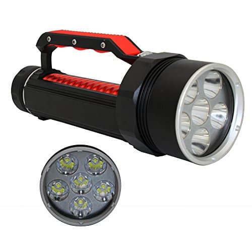 KC Fire 6000 Lumen XM-L2 Professional Diving Flashlight, Bright LED Professional Scuba Diving Waterproof Lights Torch for Outdoor Under Water Sports
