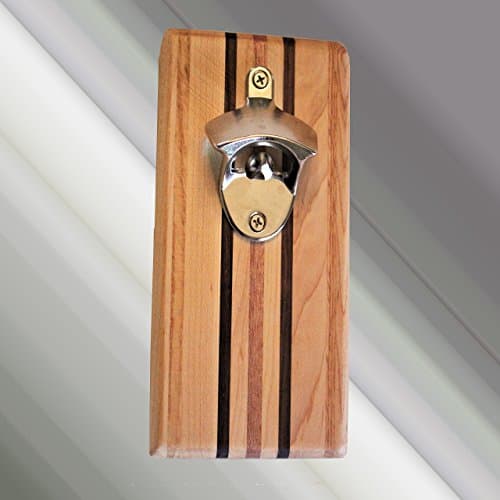 Wall Mounted Bottle Opener with Strong Magnetic Cap Catcher, Handmade Using a Selection of Fine Hardwood and Premium Maple. Size 3.5 x 8 x 1 Inches