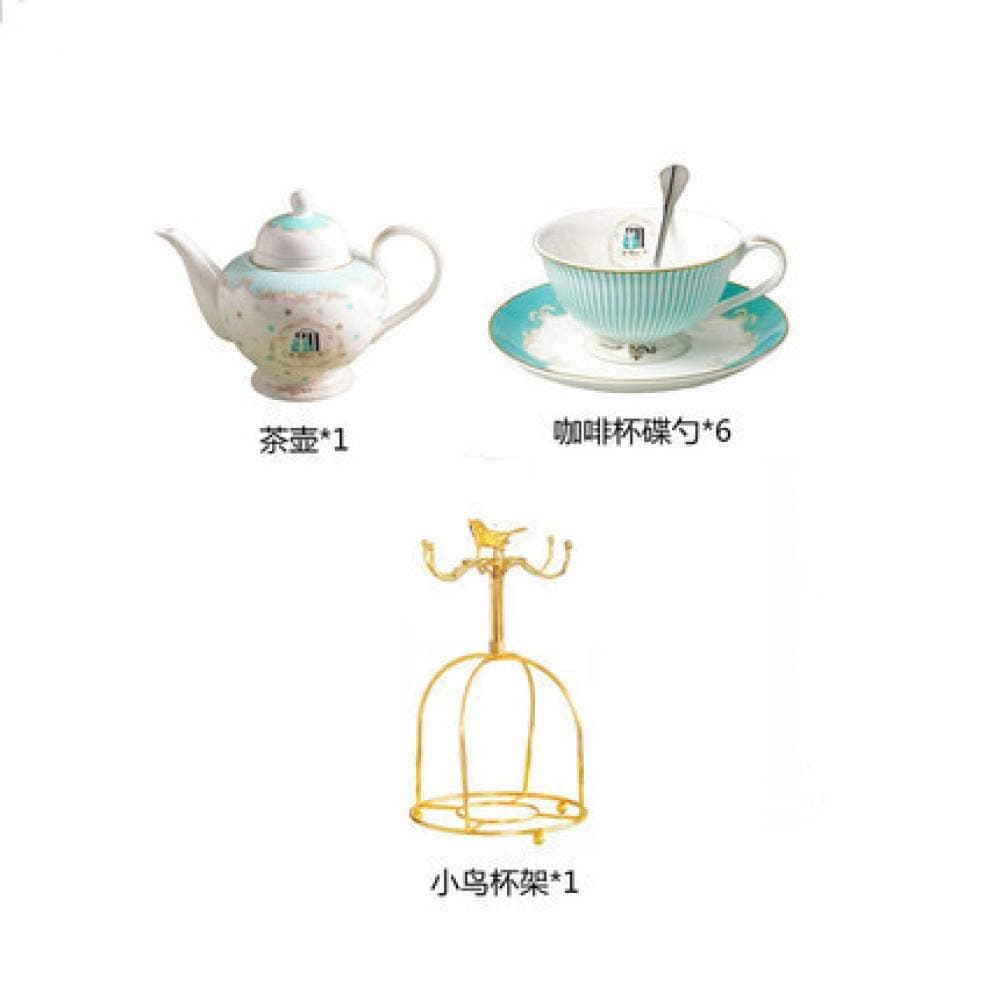 HRDZ Golden bird coffee cup holder ceramic coffee cup tea set water cup rack Stripe suit 220ml