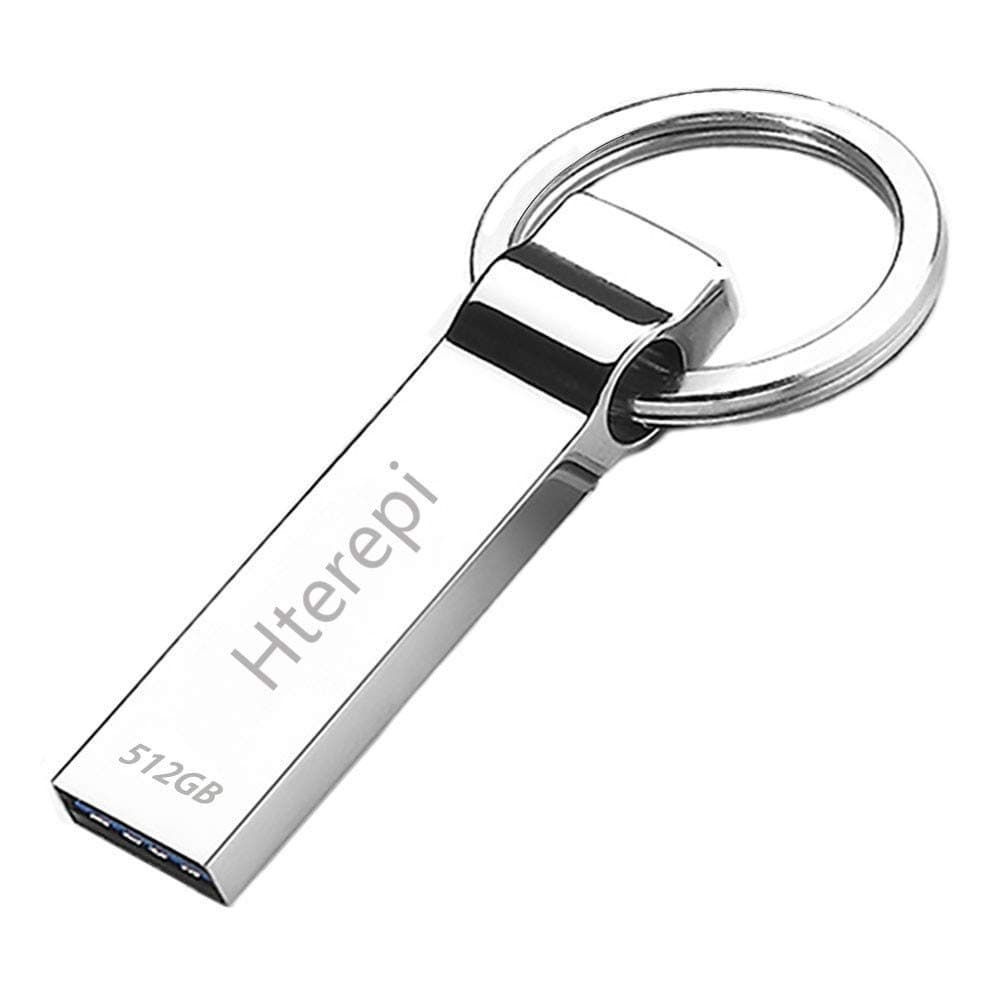 USB Flash Drive 512gb Hterepi USB 2.0 PC Memory Stick Thumb Waterproof Storage Backup Pen with Keychain - Silver