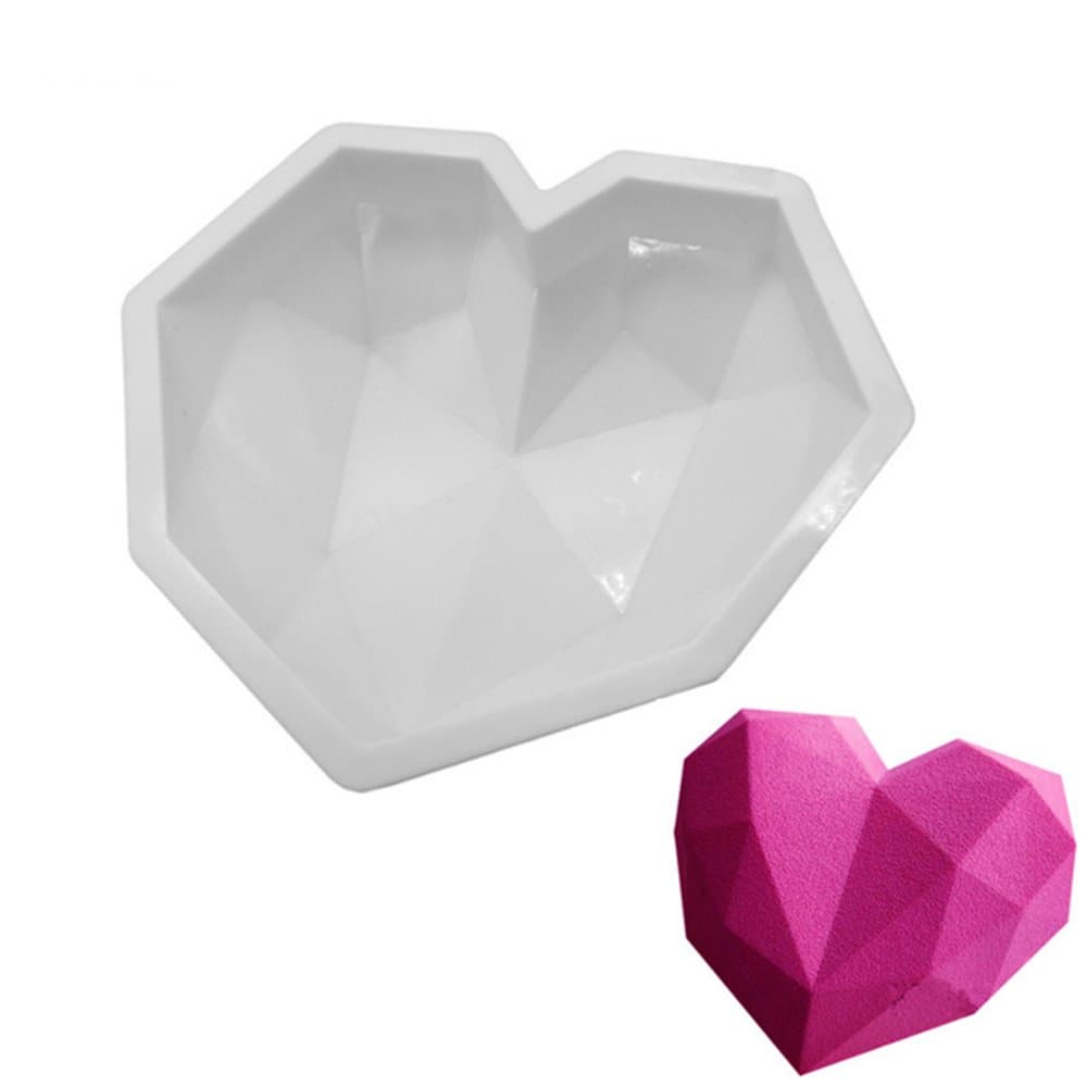 Decdeal Square 3D Cake Mold Bubbles Silicone Cloud/Diamond Love Heart Shaped Mousse Pastry DIY Craft Biscuit Baking Mould Tool