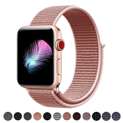 GIPENG For Apple Watch Strap 38MM 42MM, Soft Nylon iwatch Strap, Replacement for Apple Watch Sport, Series 3, Series 2, Series 1, Nike+, Edition, Hermes, with Hook and Loop Fastener, Adjustable Closure Wrist Strap