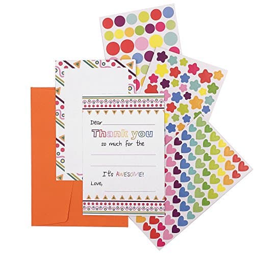 15 Fill In The Blank Thank You Notes + Envelopes + DIY Sticker Art No Mess Card Making Kit For Kids