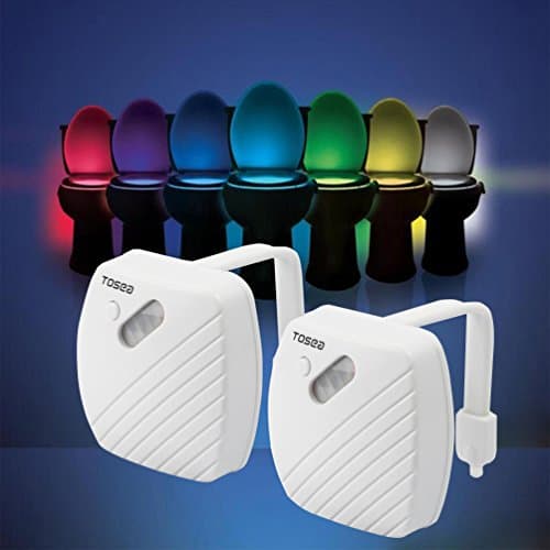 24-Color LED Toilet Bowl Night Light [2Pack] Motion Activated Sensor - Funny Unique Gadget for Mom, Her, Him, Men, Women or Birthday Kid - Cool New Fun Gift Idea, Best Gag Mother's Day Present