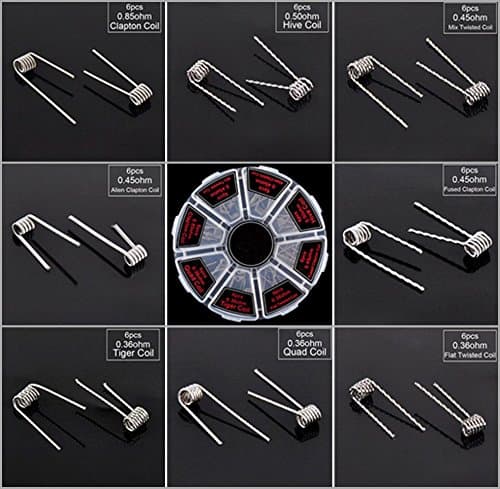 YEHAM 48 pcs Prebuilt A1 Kanthal Resistance Wire Coils Kit 8 Different Style Heating Wires