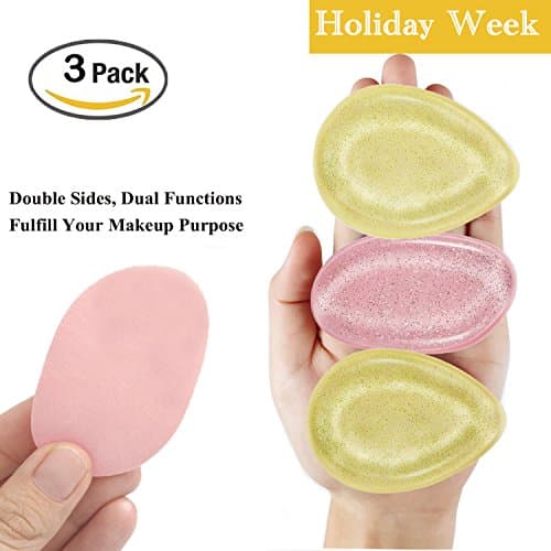 Silicone Blender Sponge, Dual Use Silicone Beauty Makeup Sponge &amp; Powder Puff, Flawless Foundation, Concealer, Liquid, Cream and Powder Cosmetic Applicator - 3 Packs （2 Water drop, 1 Leaf)