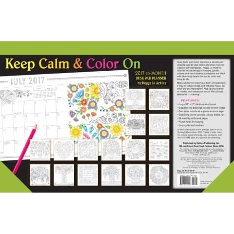 2017 Keep Calm &amp; Color Desk Pad - 17 x 11 inches