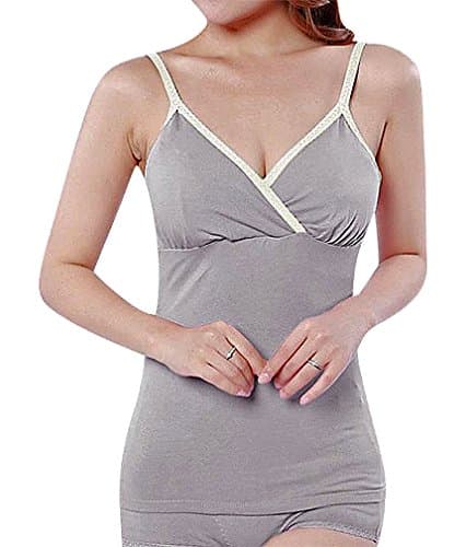 Hibukk Women's Simple Basic Sleeveless Elegant Strap Breastfeeding Bra Top, Gray 6 ,Manufacturer(L)