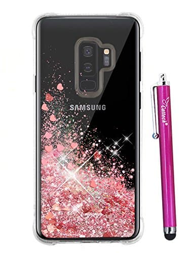 S9 Plus Case for Women, Cattech Glitter Liquid Sparkle Floating Luxury Bling Quicksand [Drop Protection] [Non-slip Grip] Slim Clear Soft TPU Cover for Samsung Galaxy S 9 Plus + Stylus (Rose Gold)
