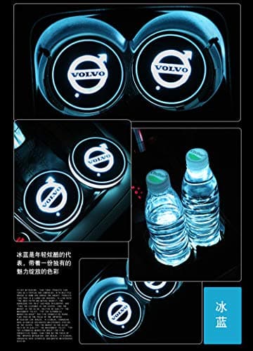 Xunyuan 2pcs LED Car Logo Cup holder lights Coaster USB Charging 7 Colors changing Auto Luminescent Cup Pad LED Interior Atmosphere Lamp Decoration Lights accessories compatible with Je-ep