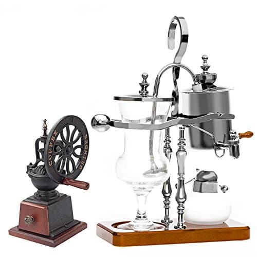 HOME UK- Adjustable Temperature Household Coffee Pot Siphon Coffee Machine (can Be Equipped With Grinder Itself) ( Color : Silver+grinder Itself )