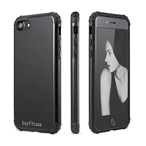 IIGOCG iPhone 7 Plus Case Heavy Duty Dual Layer Ultra Armor Shock Absorbing Case Integrated Magnetic Metal Case Cover With Free Screen Protector For iPhone 7 Plus,Black