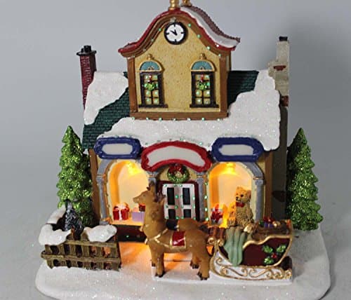 Fiber Optics SnowyCottage Deer Pull a Cart Desktop Collection