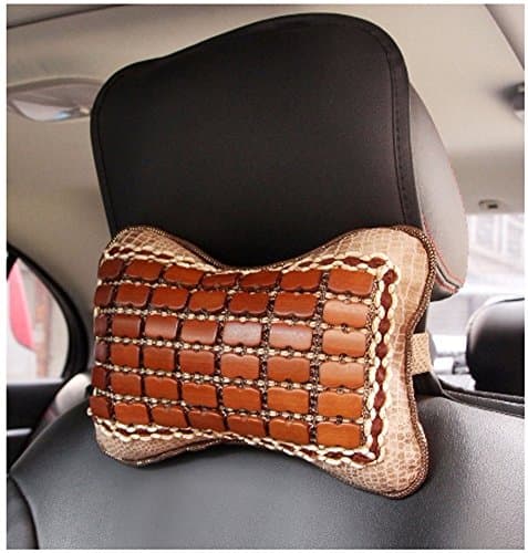 Natural Bamboo Square Car Neck Head Cushion Pillow Pad - 2 Set