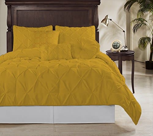 Bed Alter 1000 Thread Count 1 Piece Luxurious Pinch Pleated Duvet Cover Hypoallergenic 100% Egyptian Cotton Solid (Queen/Full, Gold)