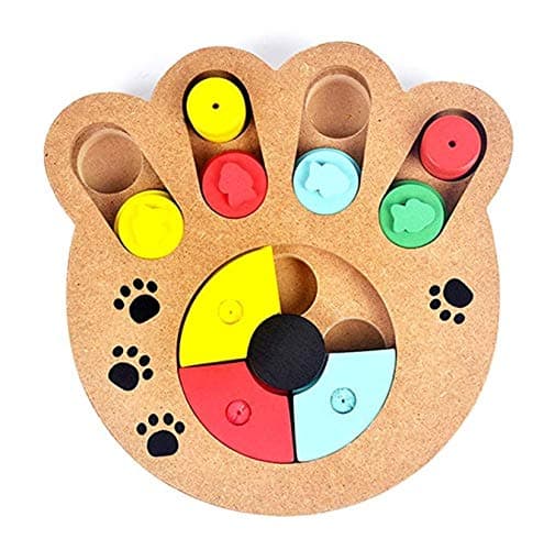 Anicle Pet Intelligence Training Toy Smart IQ Interactive Feeding Treats Puzzle Fun Hide and Seek Food Wooden Feeder Bowl for Dogs Cats
