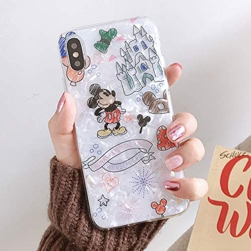 Maxlight Mickey Mouse Minnie Phone Case for iPhone Xs MAX XR X Colorful Conch Shell Soft TPU Cover for iPhone 7 8 Plus Case (A, for iPhone X XS)