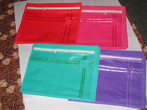 ( 12 PC) Oneside Clear Plastic Clothes Sari Saree Garment Storage , saree Bow cover Bags