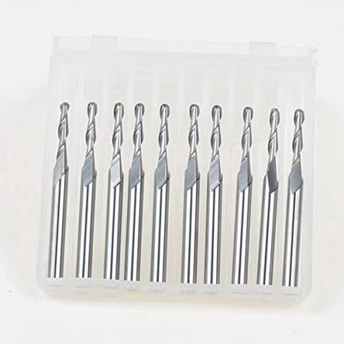 10pcs 3.175 X 2mm 2 Flute Carbide Ball Nose End Mills Router Bit 12mm CEL