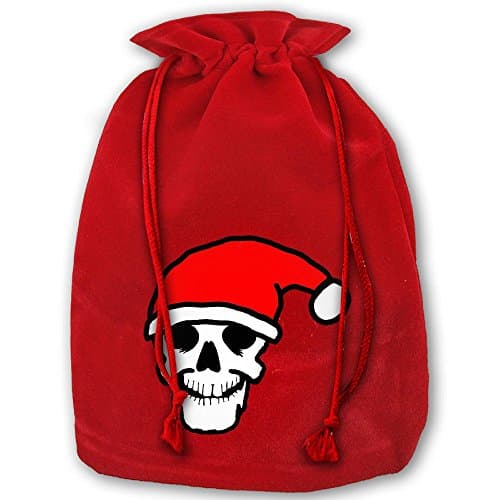 Extra Large Christmas Skull Santa Bag With Drawstring Tie Closure | Santa Sack For Christmas Presents Stocking Stuffers &amp; Holiday Gifts