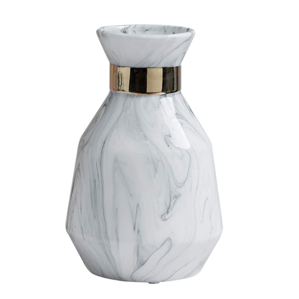 xvbasetud Matte White Round Ceramic Tabletop Home Decoration Porcelain Tabletop Flower Vases Marble Golden