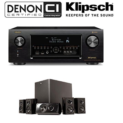 Denon Receiver Audio & Video Component Receiver,Black (AVRX4300H) + Klipsch HD 300 Compact 5.1 High Definition Theater System (Set of Six, Black) Bundle