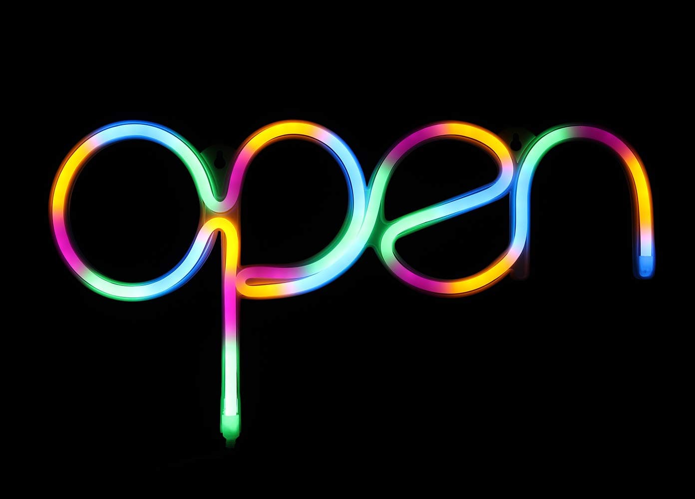 Open Neon Sign Multicolor(Mix Green,Pink,Yellow,Blue) USB Powered Open Display Sign for Business 15.5x8.4 inch,Long Cord 11.5FT Open Ad Board for Window,Bar,Shops,Office,CBD Dispensary,Store(OMT)