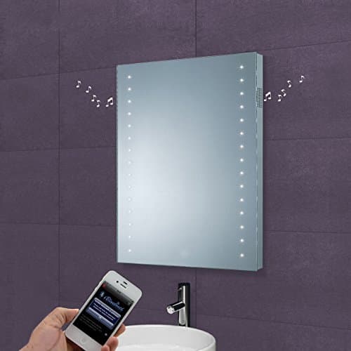 Bathroom Supastore Phonic LED Mirror with Integrated Bluetooth Audio Speakers 500 x 700