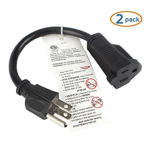2 Pack Power Cords 18 AWG Universal Power Cord Adapter for NEMA 5-15P to IEC320C13 (10A/300V) Replacement Power Cables for Monitors, Computer, Printers, TV's, Scanners, Radios, Etc - Black
