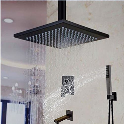 10" Rain Shower Ceiling Mounted Faucet Set Bathtub One Handle Valve Mixer Tap