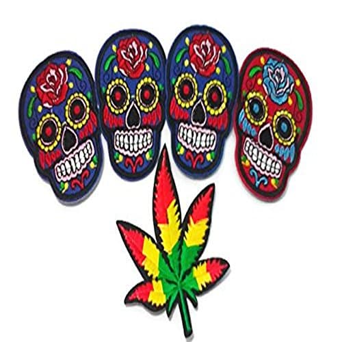 Skull Iron On Patches Set Team Fabric Embroidered Backpack Patches Team Jerseys Music contest irons easily Perfect for Jeans Jackets Vests Hats Etc