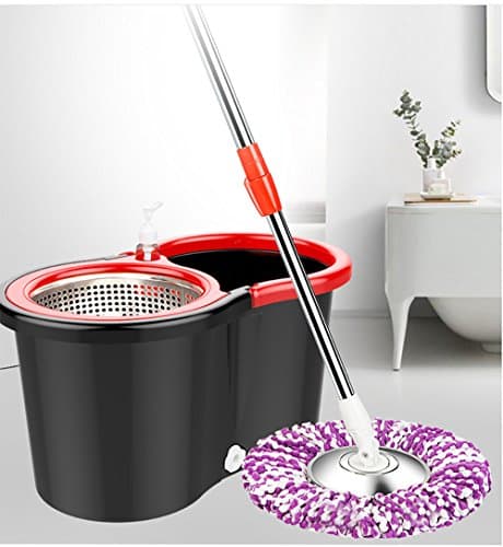 Mercy Mop Dragging Bucket Set Rotary Mop Double Drive Drag Bucket for Home (Black 1)