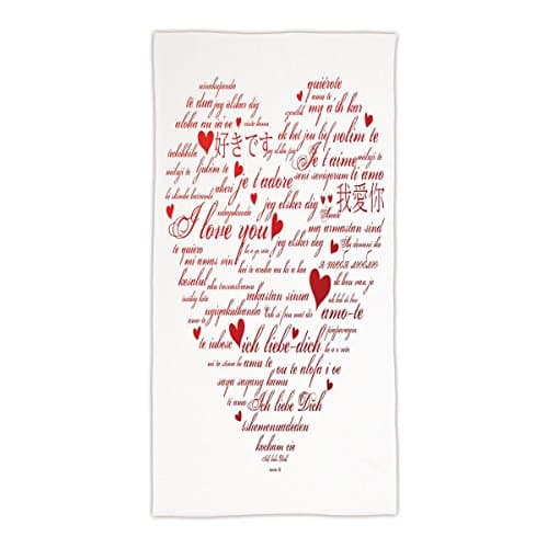 31.49"W x 62.99"L Cotton Microfiber Bath/Hand Towel,I Love You,Love Words in Various Language Universal Wedding Engaged Flirt Partners Print Decorative,Red White,Ultra Soft,For Hotel Spa Beach Pool Ba