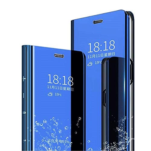 BLEOSAN Mirror Case for Samsung Galaxy A10, Flip Case with Kickstand Smart Sleep Wake UP Clear Case
