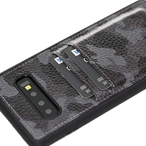 Venito Cosa Samsung Galaxy S10+ Plus Leather Case, Snap-On Back Cover w/Credit Card Slots for Samsung Galaxy S10+ Plus (6.4 inch) | Slim and Lightweight | Handcrafted Premium Leather (Camouflage Gray)