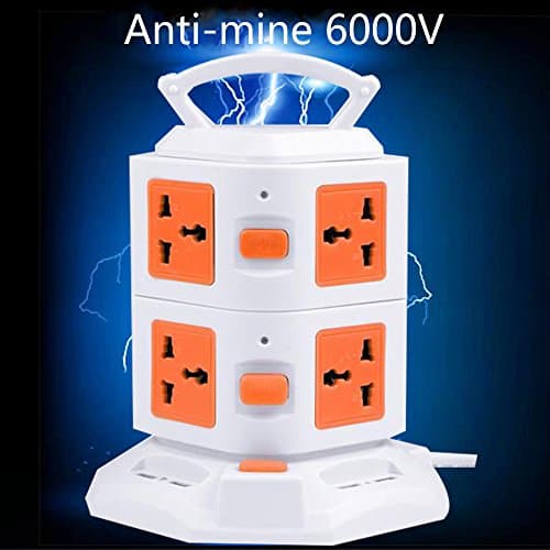 YINANTAI 8-Outlet 4-USB Surge Protector Power Strip 3m(9.8ft )Cord with 4-port USB for Charing (Orange)