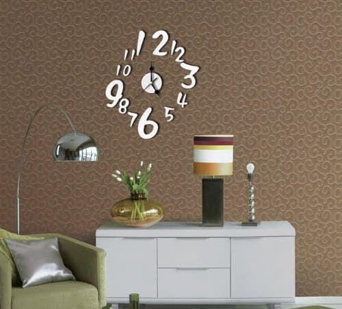 YanCui@ Acrylic Wall Clock Sticker DIY 3D Mirror Wall Stickers , spot silver