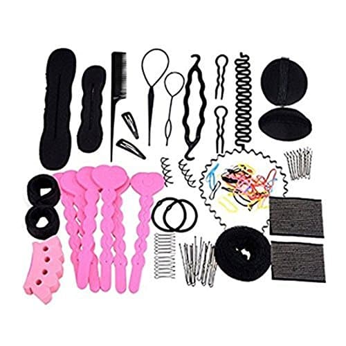 Pinovk 20Pcs Bun Maker Roller Braid Twist Elastics Pins Hair Design Styling Tools Kit