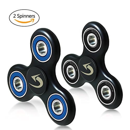 Amztoies 2 Pack Fidget Spinner High Speed Hand Tri-Spinners Toy Stress Reducer Good for ADHD ADD Killing Time (Blue+Black)