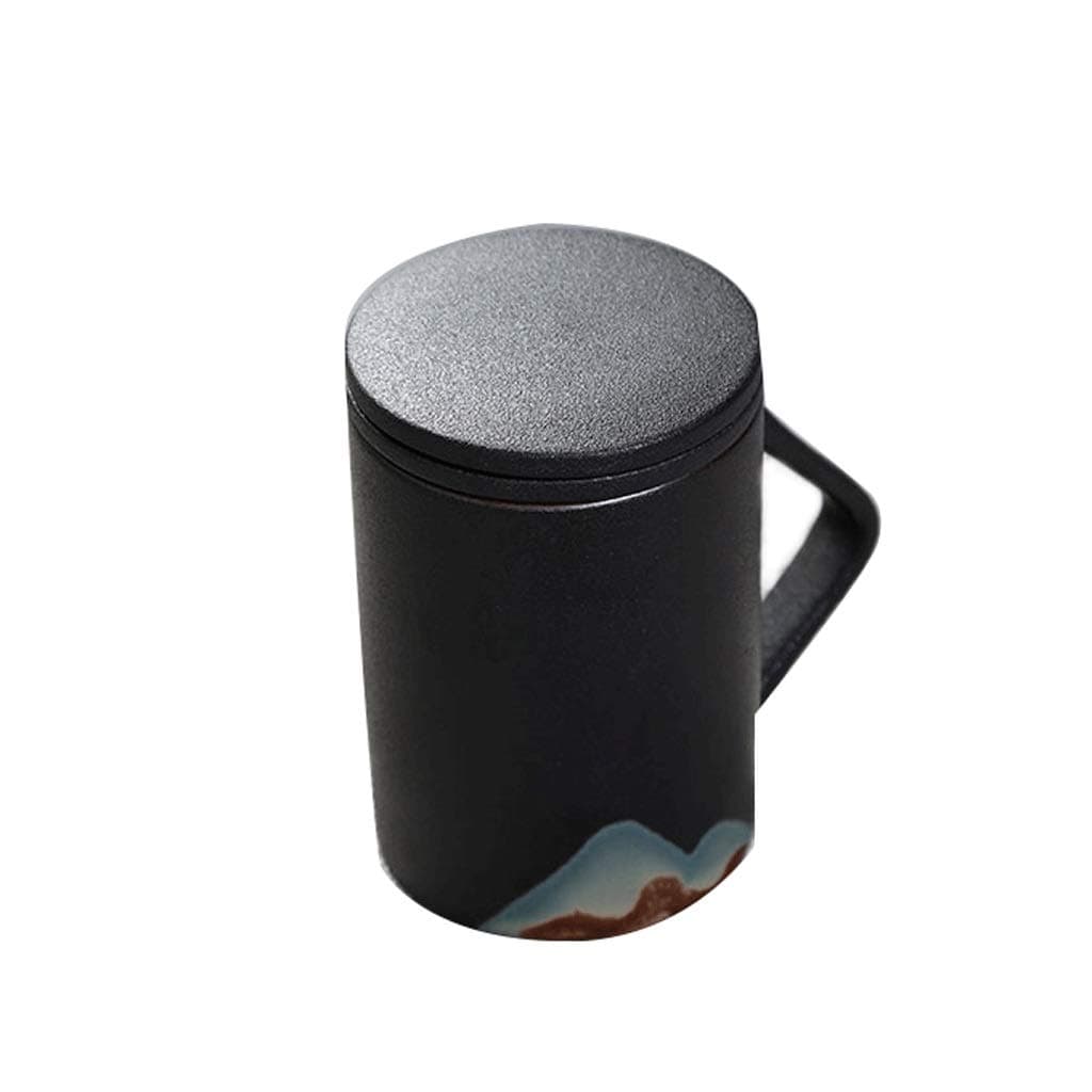 - Gift Cup -Black Ceramic Cup Drinking Bottle Reusable Mug Suitable for All Occasions Cold Drink Drink Tea Artwork Tumbler Coffee Cup/11.5 * 7.5cm*280ml(10oz) (Color : 10oz)