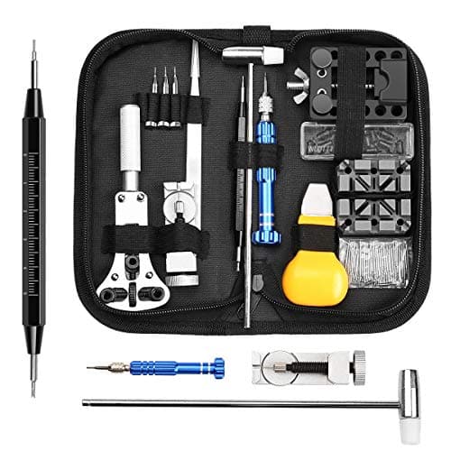 112 PCS Watch Repair Kit, Electrapick Professional Watch Spring Bar Tool Set Watch Band Link Pin Tool Set with Carrying Case, for Most Watches