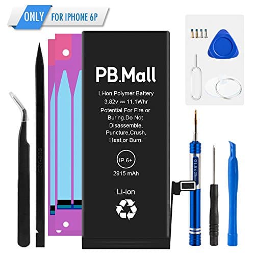 PBMall iPhone 6 Plus Battery Replacement kit-Brand new 0 Cycle-Full Capacity 2915mAh 3.82V-Tools and Instruction 2 OEM Adhesive Included-Lithium Polymer( for 6 Plus only not for 6)-[365 Days Warranty]