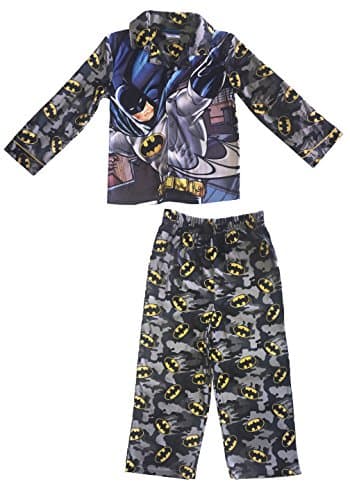 Button Up Long Sleeve Pajama Set Batman Boys Grey Camouflage (6/7)
