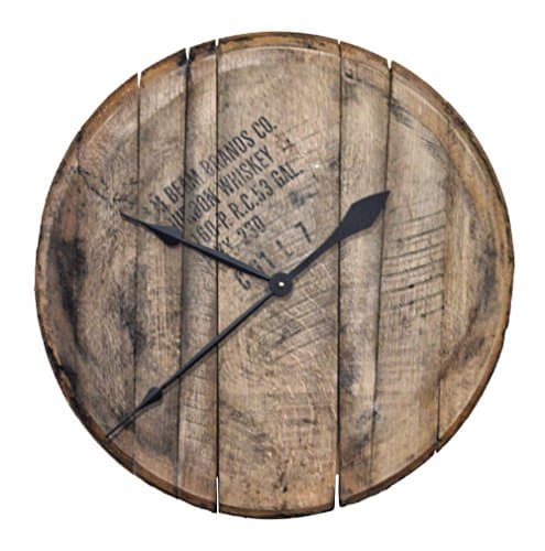 Authentic Reclaimed Bourbon Whiskey Barrel Head Clock - Comes Ready to Hang