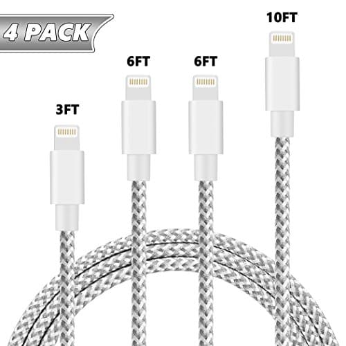 Cinati for iPhone Charger, [4Pack 3FT 6FT 6FT 10FT] Nylon Braided 8 Pin iPhone Lightning Cable to USB Charger Compatible with iPhone X/8/8 Plus/7/7 Plus/6s/6s Plus/6/6 Plus/5/5S/5C/SE/iPad
