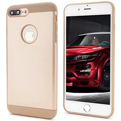 iPhone 7 Plus Case,Veatool [Metal Series] One-piece Matte Back and TPU Bumper Cushion Cover for iPhone 7 Plus(2016)(Gold)